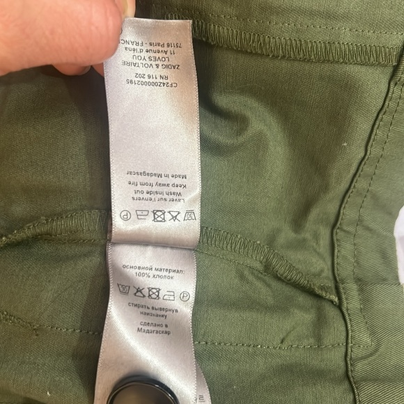 Zadig & Voltaire Virginia Grunge Foil Skull Cotton Blazer in Kaki - Picture 7 of 8